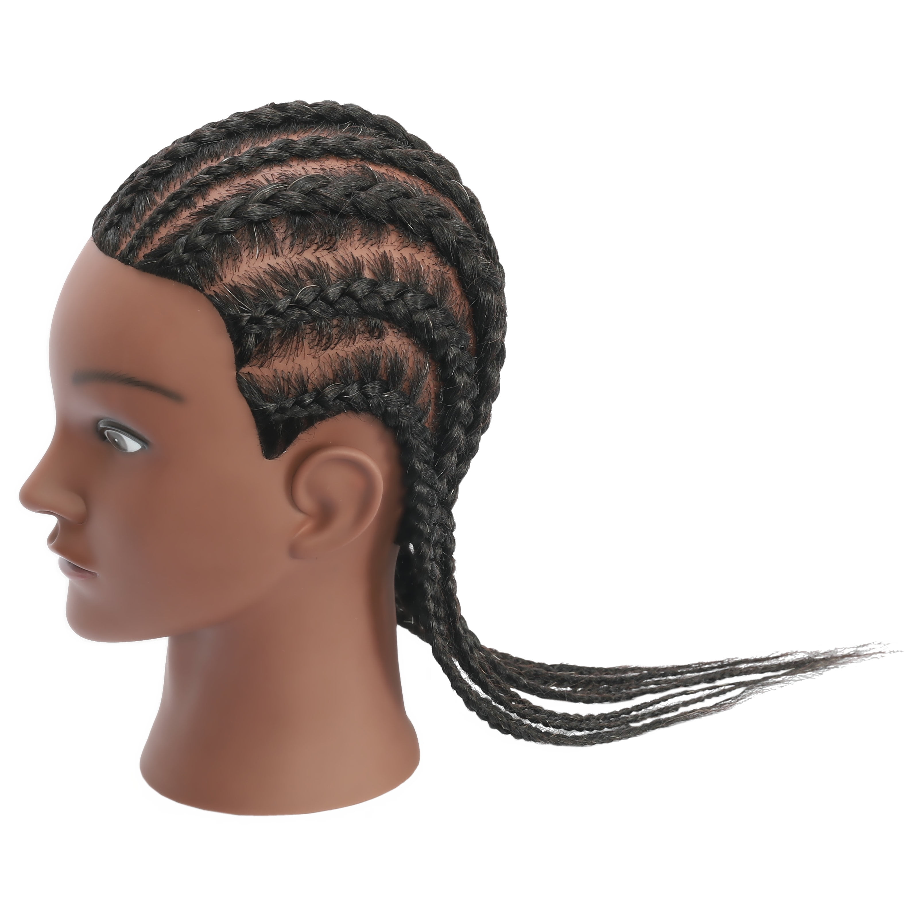 RYHAIR African American Mannequin Head 100% Human Hair for Practice Braiding Styling Cosmetology Barber Training with Stand