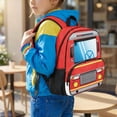 thumbnail image 3 of Jeiento Fire Truck Toddler Backpack for 3-5 Year Old Boys, 13.5 Inch Preschool Bag, Lightweight Kids School Backpack with 2 Side Mesh Pockets, 3 of 7