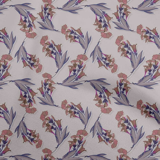 oneOone Polyester Spandex Wine Fabric Floral Fabric For Sewing Printed Craft Fabric By The Yard 56 Inch Wide