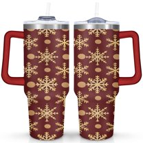 Christmas 40 Oz Tumbler with Handle Lid and Straw Stainless Steel Double Walled Vacuum Insulated Cup Merry Christmas Gifts Tumbler for Women Men Friends Outdoor Indoor