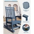 thumbnail image 4 of 1PC Adirondack Outdoor Rocking Chair, All Weather HDPE Plastic Patio Rocker Chair with Wide Armrests, Classic Fire Pit Chair for Porch, Deck, Lawn, Garde, 380LBs, Easy to Install, 4 of 8