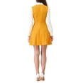 thumbnail image 3 of Vestidos con cuello de lazo para mujeres, vestido vintage de los años 60, de manga larga, color contrastante, talla XS, amarillo, 3 of 6