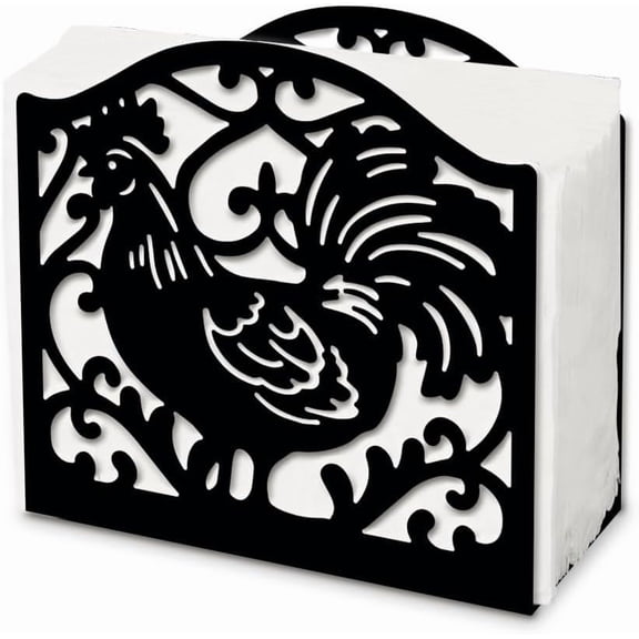 1pc Rooster Napkin Holders for Tables Vintage Rooster Cocktail Serviette Holder Kitchen Napkin Stand Metal Serviette Dispenser Practical Decoration for Kitchen Countertop Restaurant Decor Black