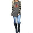 thumbnail image 3 of TWZH Women Plaid Stitching Christmas Trees Printed Long Sleeve Top, 3 of 3