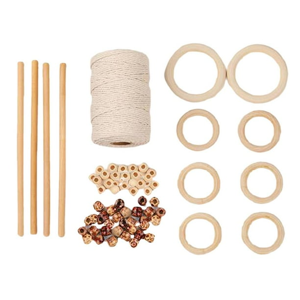 Anillos de madera maciza sin terminar, anillos de dentición de madera natural con cuentas de madera y Estilo2