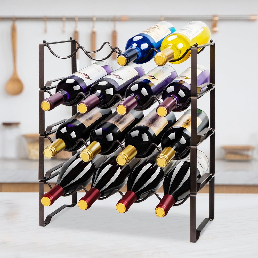 4 Tier Wine Rack, Countertop Stackable Wine Bottle Holder - Walmart.com