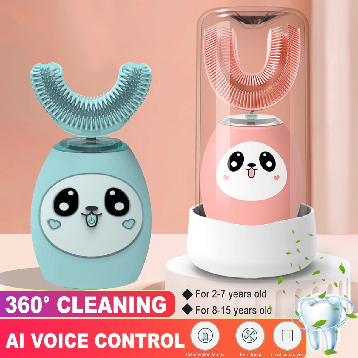 3 Speed Children Electric Toothbrush U Shape for 215 Years Old Kids