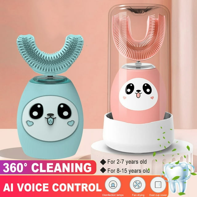 3 Speed Children Electric Toothbrush U Shape For 2-15 Years old Kids Automatic Cartoon Waterproof Pink Toothbrush For 2-7 Years old