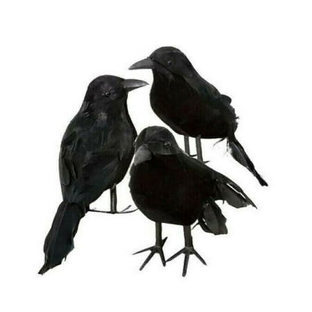 

3pcs Black Feathered Realistic Looking Decoration Birds Cute Ornament Set Postal Ornament Bulbs Christmas Decorations Smart Ornament en Girls Ornament