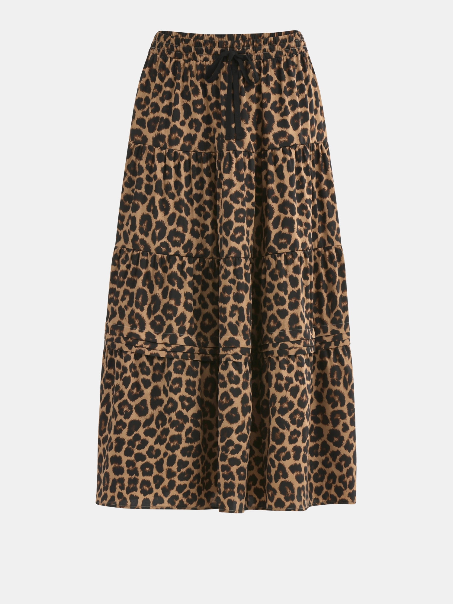 Time and Tru Women's Print Tiered Pull On Midi Skirt, Sizes XS-XXXL