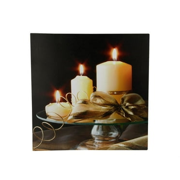 Wall Art aChristmas Decoration Light Up LED Canvas Flickering Candles