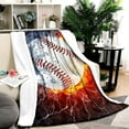 thumbnail image 6 of Baseball Blanket for Boys 50"x60" 3D Printed Ball in Fire Blankets for Youth Adult Flannel Throw Home Decor for Couch Room, 6 of 6