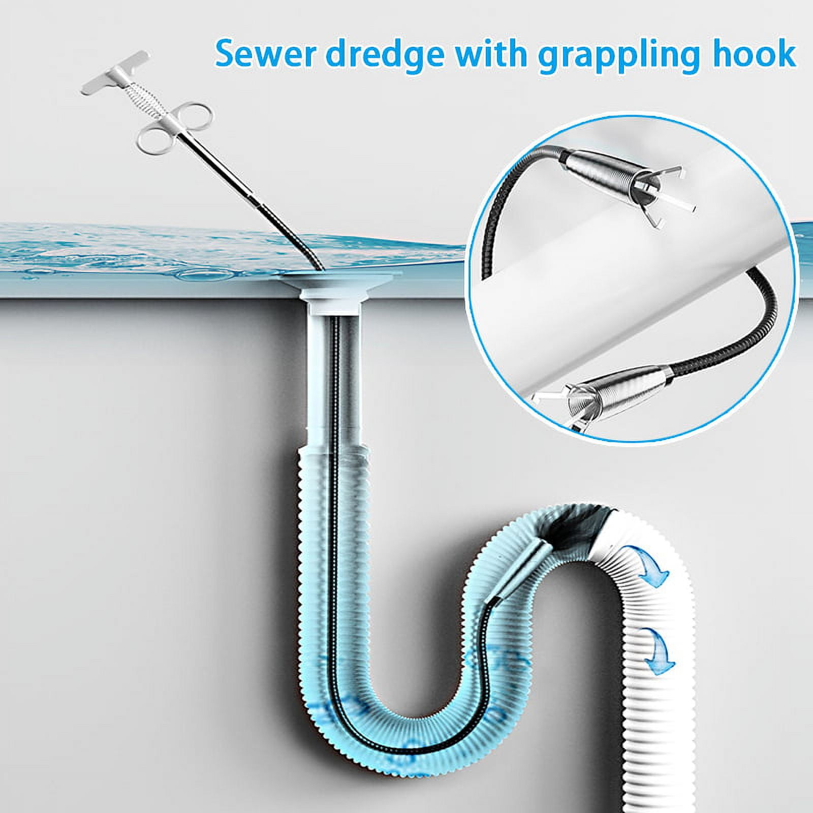 2pcs Drain Unblocker Set, Including Bucket, Claw Tool, Bendable And  Extendable Clearing Rod, Perfect For Sewer Blockages And Floor Drains