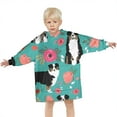 thumbnail image 3 of Australian Shepherd Dog and Flower Blanket Hoodies for Kids 6-13YR Oversize Wearable Blanket Hoodies for Boys Girls Teens, 3 of 7