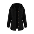 thumbnail image 4 of Iyufng Womens Hooded Corduroy Jackets Button Down Long Sleeve Casual Coat with Chest Pockets and Drawstring Hood, 4 of 9