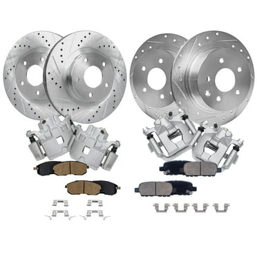 Detroit Axle - Brake Kit for 2002-2006 Nissan Altima Drilled Slotted Brake Rotors Ceramic Brakes Pads Brake Calipers Replacement [11.65" Front & 11.46" Rear Rotors]
