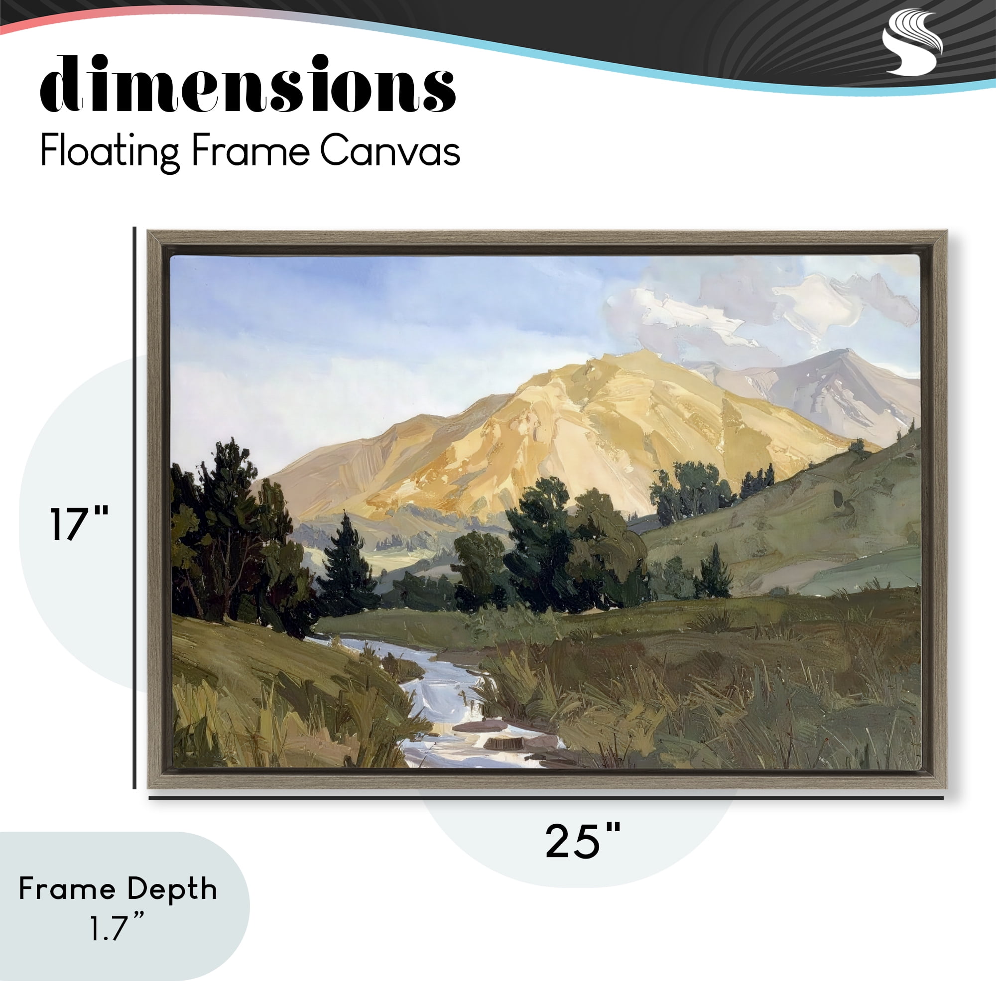 Stupell Industries Mountain Divide Valley Brown Framed Floater Canvas Wall Art, design by Alonza Saunders