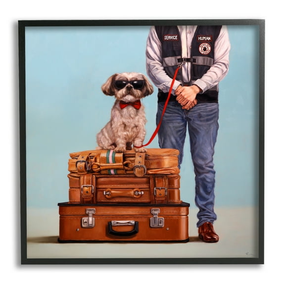 Stupell Industries Funny Service Human Dog Animals & Insects Painting Black Framed Art Print Wall Art, 12 x 12