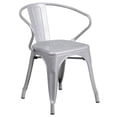 thumbnail image 1 of Bowery Hill Industrial Metal Stackable Dining Arm Chair in Silver, 1 of 4