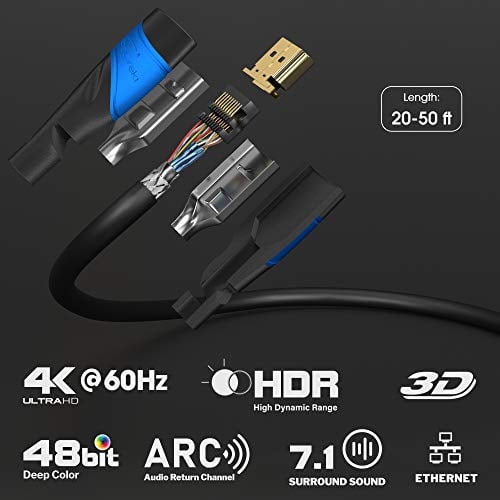 Cable HDMI CableDirect 4K — Cable HDMI de 35 pies de largo, diseñado e