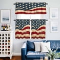 thumbnail image 2 of Vintage American Flag Kitchen Curtains Sets for Windows 24 Inch Length, Blue Red White Star US Flag Rod Pocket Window Treatments Tier Curtains and Valances Set for Bedroom/Bathroom, 2 of 8