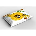 thumbnail image 2 of Ambesonne Cartoon Pillow Sham 2 Pack, Tree with Beehive Honey, 30"x20", Yellow Brown Green, 2 of 3