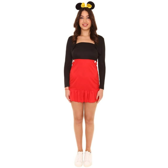 HPO Adult Women's Miss Mouse Cartoon Costume | Black and White Cosplay Costume