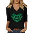 thumbnail image 2 of HaoXianJian Patricks Day Shirts for Women V-Neck 2025 sual 3/4 Sleeve Irish Love Heart Print Shamrock Graphic T-shirt Green Saint Patty's Tunic Tops Plus Size 4X 5X Valentine's Day, 2 of 3