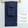 thumbnail image 2 of Martex Easy Living 6-Piece Cotton Towel Set, Soft & Quick-Dry Towels, Navy, 2 of 11