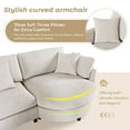 thumbnail image 3 of 105" Modern Sectional Sofa with Curved Chaise and 3 Throw Pillows, Chenille Fabric 3-Piece Fluffy Couch Set, 3 Seater Oversized Modular Sectional Sofa Couches for Living Rooms, Apartments, Beige, 3 of 7
