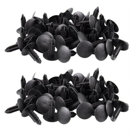 5mm x 5mm Hole Dia Black Plastic Rivets Fastener Push Clips 96 Pcs