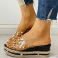 thumbnail image 3 of asdoklhq Women's Slippers, Women Open Toe Pearl Slide Sandals Wedge Slippers Platform Shoes, 3 of 6