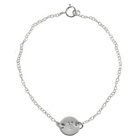 Miss Zoe by Calinana Initial Hand Stamped Bracelet, Silver