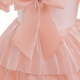 thumbnail image 5 of Kayotuas Girls' Tiered Ruffle Princess Dress with Short Puff Sleeves and Bow Embellishment, 5 of 9