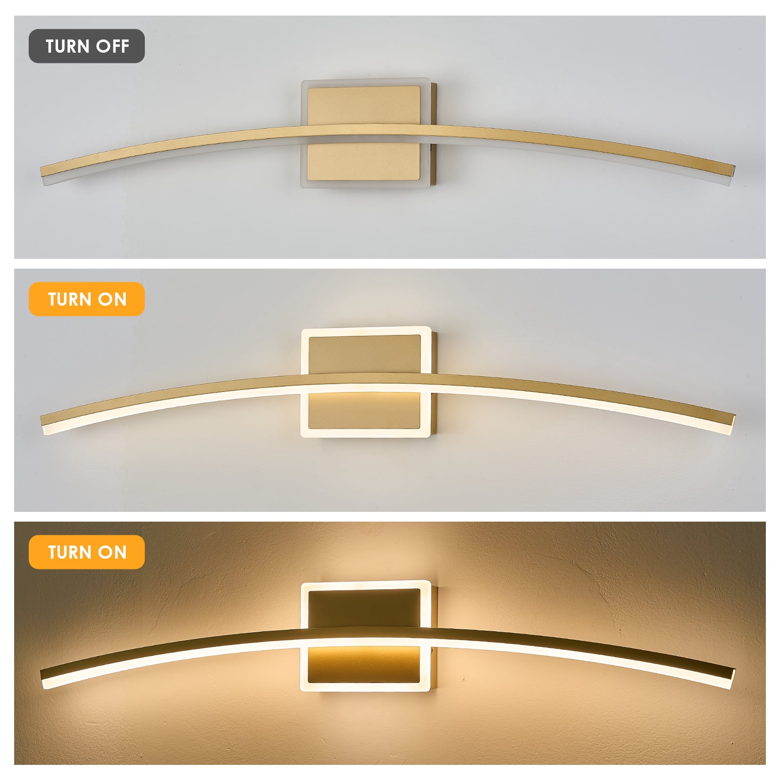 Modern LED Vanity Light Gold LED Bathroom Light Fixtures Over Mirror Wall Lighting for Bathroom, Dimmable Long Vanity Light for Bathroom Living Dining Room(5CCT 31.5Inch)