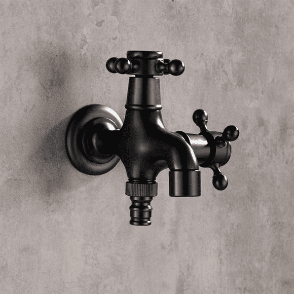 Lunfar 1pc Robinet extérieur Noir Moderne Single Cold Tap Robinet extérieur Jardin Mur Bibcock Robinet Salle de bain