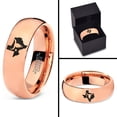 thumbnail image 4 of Tungsten Texas The Lone Star State Longhorn Band Ring 7mm Men Women Comfort Fit 18k Rose Gold Dome Polished, 4 of 4