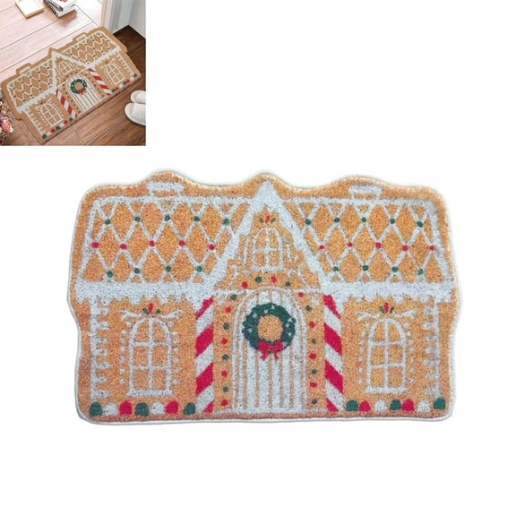 AOKISEN Christmas Doormat with Gingerbread Design, Non Slip Welcome Rug for Front Door and Indoor Home, Winter Holiday Entry Mat