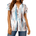 thumbnail image 4 of UVN Summer Blouse for Women Ruffle Short Sleeve Shirts V Neck Button Down Elegant Ladies Tops, 4 of 9