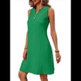 thumbnail image 1 of Vestido Informal de Corte A para Mujer, Sin Mangas, Cuello en V, Plisado, Suelto, 2025 Verde L, 1 of 9