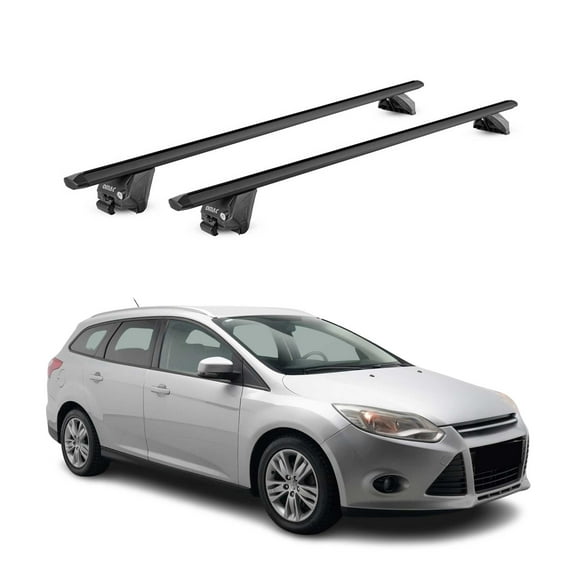 OMAC Roof Rack Cross Bars Luggage Carrier for Ford Focus Wagon 2012-2018 Alu Black 2X