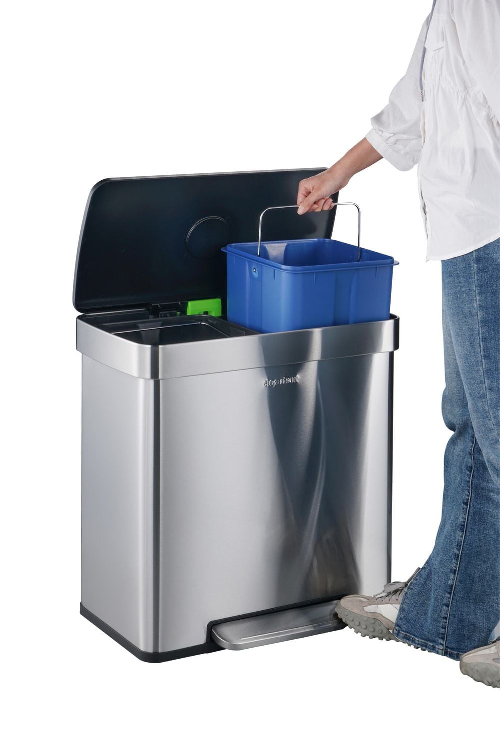 Poubelle double et poubelle de recyclage The Step N' Sort (2 x 30 L) avec couvercle à fermeture lente