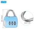 thumbnail image 2 of Uxcell 2Set 3Digit Combination Padlock Steel Security Cable 4.9' Travel Lock Sky Blue, 2 of 7
