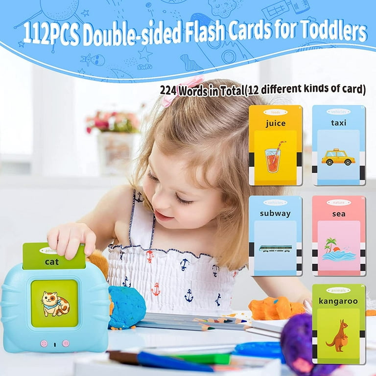 Wintekd Talking Flash Cards Learning Toys for 2 3 4 5 6 Years Old Boys Girls - Educational Toddlers Toys Reading Machine with 224 Words, Preschool