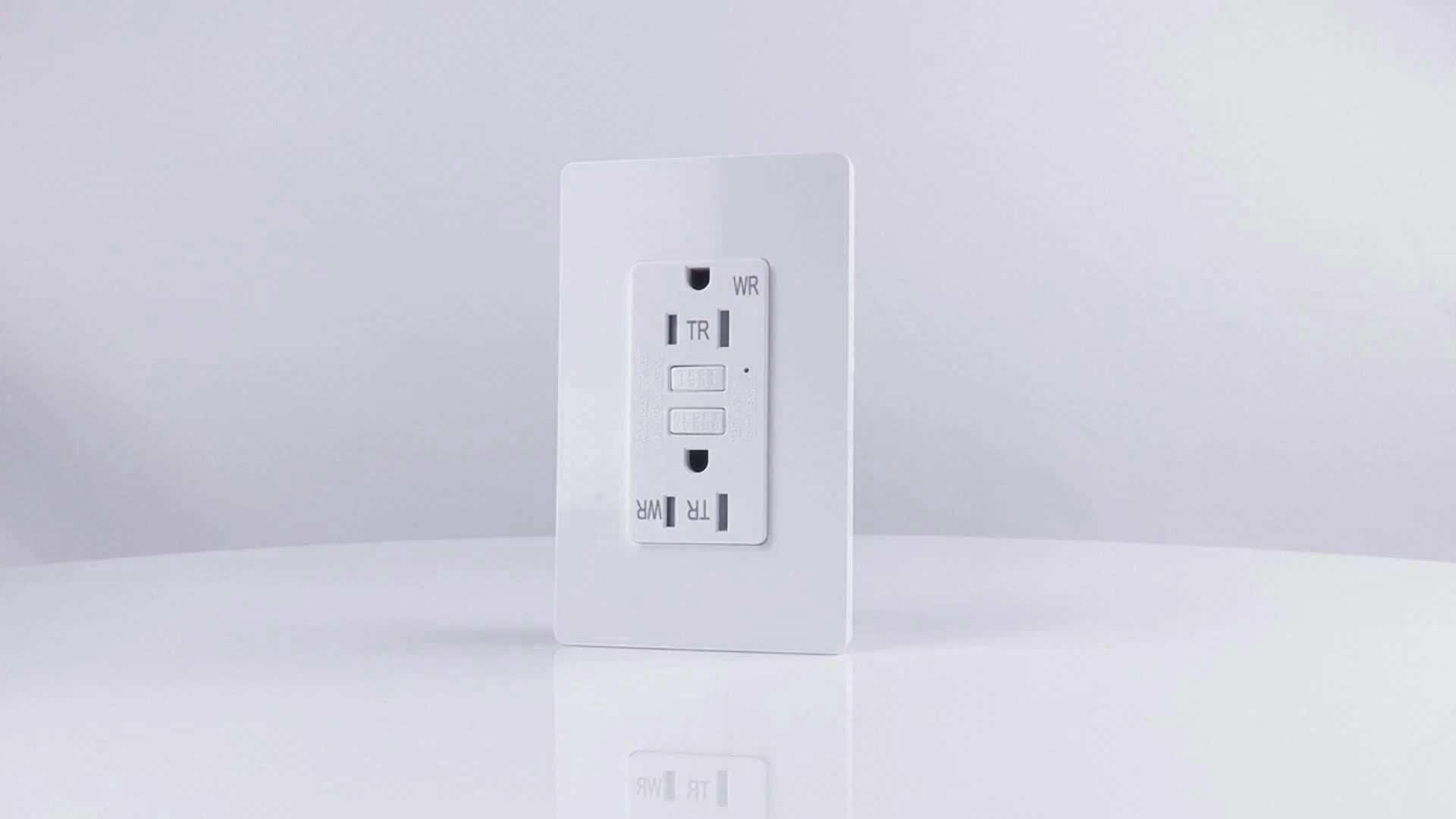 CIRCLE- Slim Gfi Outlet 15 Amp Wr Tr Gfci Receptacles With Plate For Kitchen Bathroom Us
