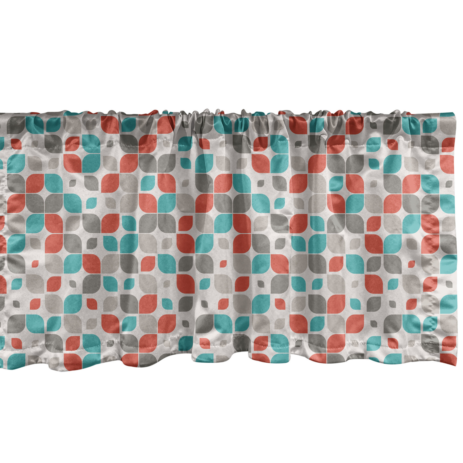 Retro Window Valance Pack of 2, Old Fashioned Style Abstract Mosaic