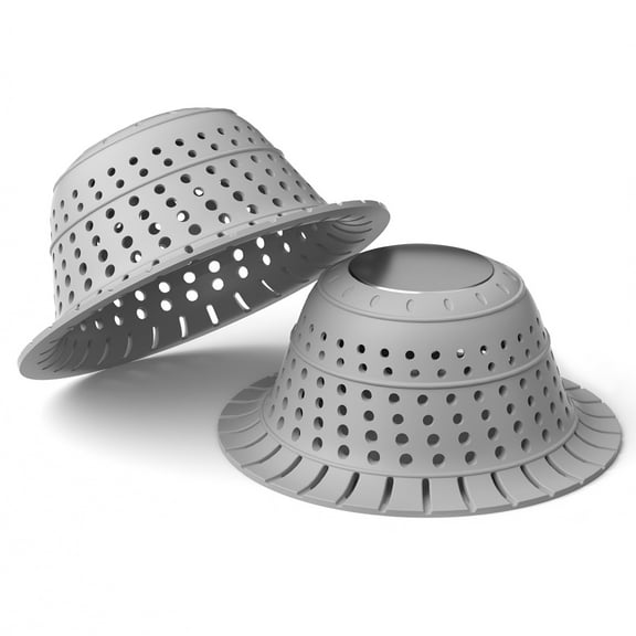 NSTB Bathtub Drain Hair Catcher, Silicone Collapsible Drain Protector for Pop-Up and Regular Drains of Shower, Bathtub, Tub, Bathroom, Sink,2 Pack  Gray