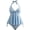Blue, variant on Women's Textured 2 Piece Halter Tankini Bathing Suit with Flowy Tie Back Top and Panty Swimwear for Beach Vacation