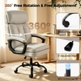 thumbnail image 5 of Patbrela Office Chair PU Leather Ergonomic Comfy Swivel Desk Chairs with 3-Position Adjustable Headrest, Khaki, 5 of 10