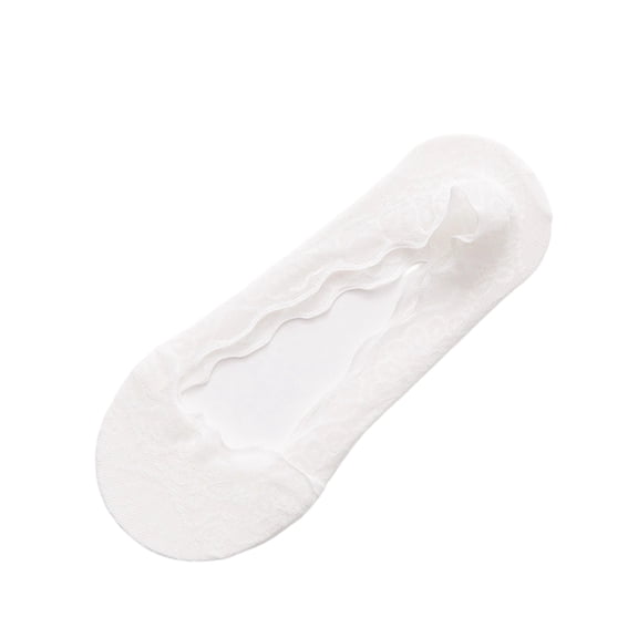Clossjun 5 Pairs Women No Show Socks Fashion Breathable Lace Socks Non Slip Invisible Socks Daily Wear Low Cut Ankle Socks Back To School White